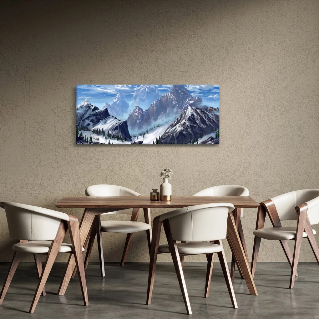 Obraz - Maľované hory (120x50 cm)