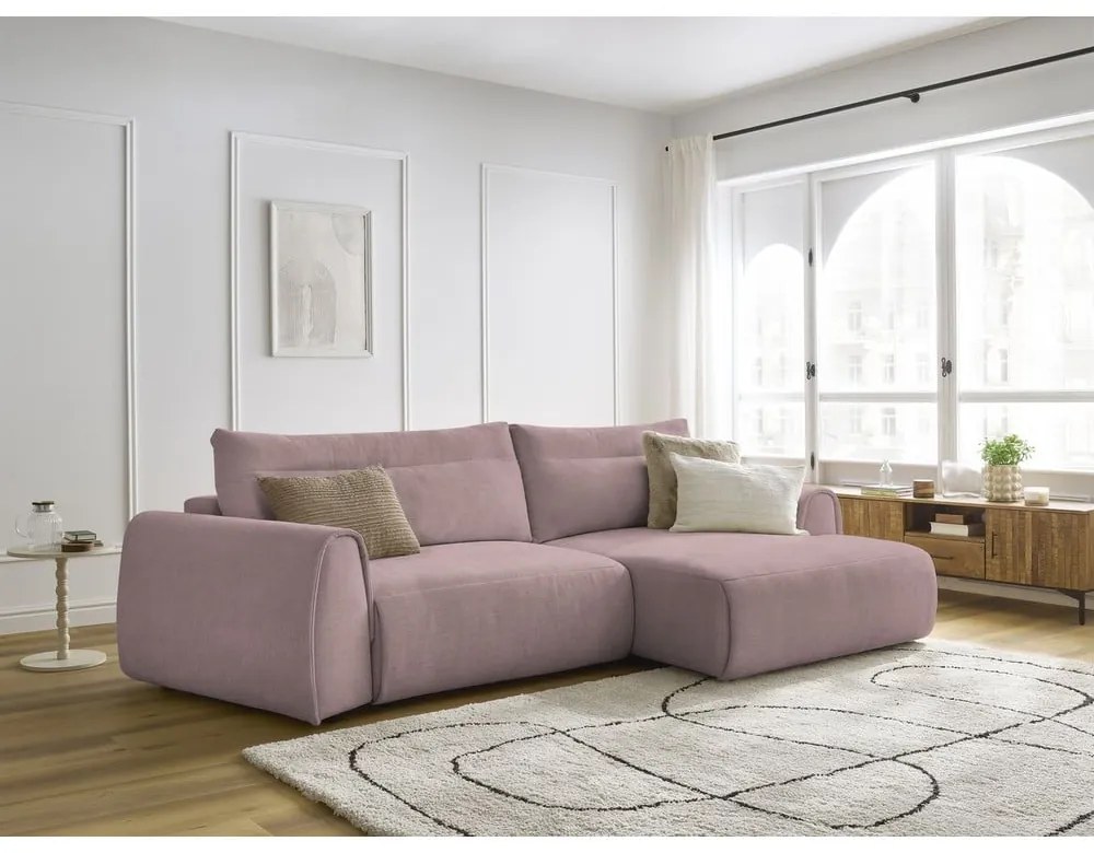 Svetloružová rohová pohovka Aden – Bobochic Paris