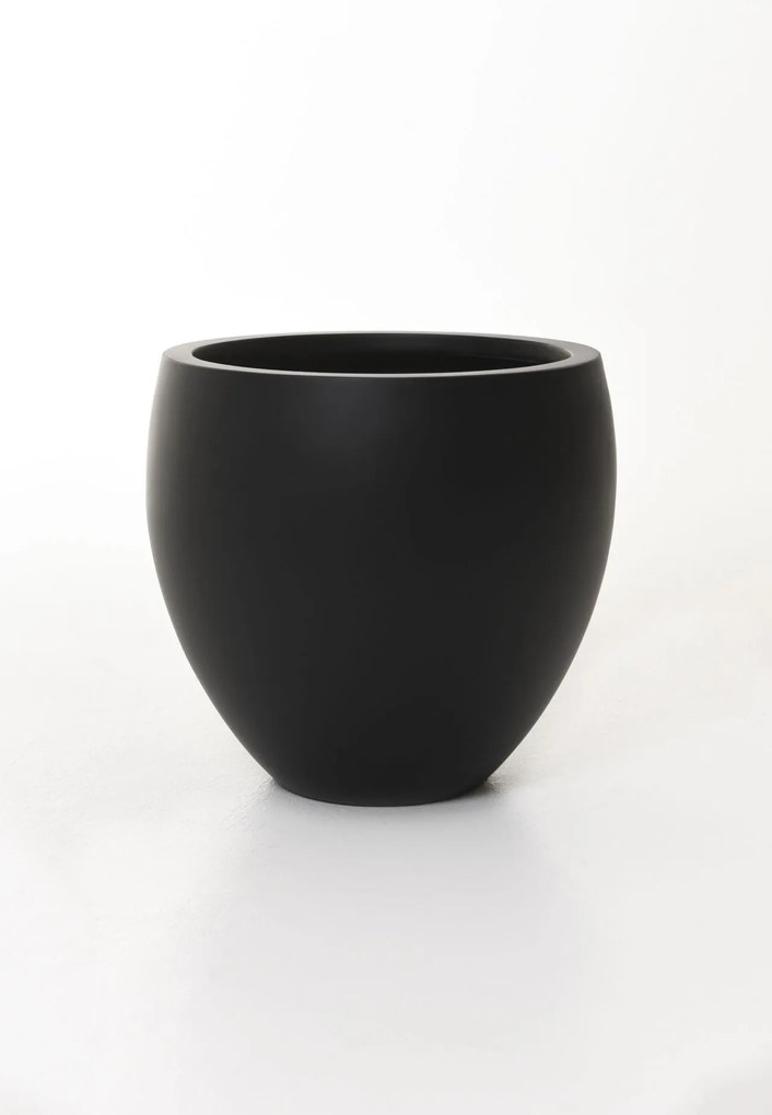 Okrúhly kvetináč PLUTO, sklolaminát, výška 30 cm, antracit