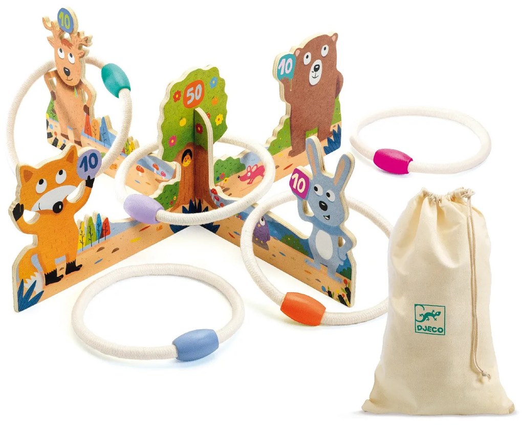 Hádzanie krúžkov na cieľ - Zvieratká