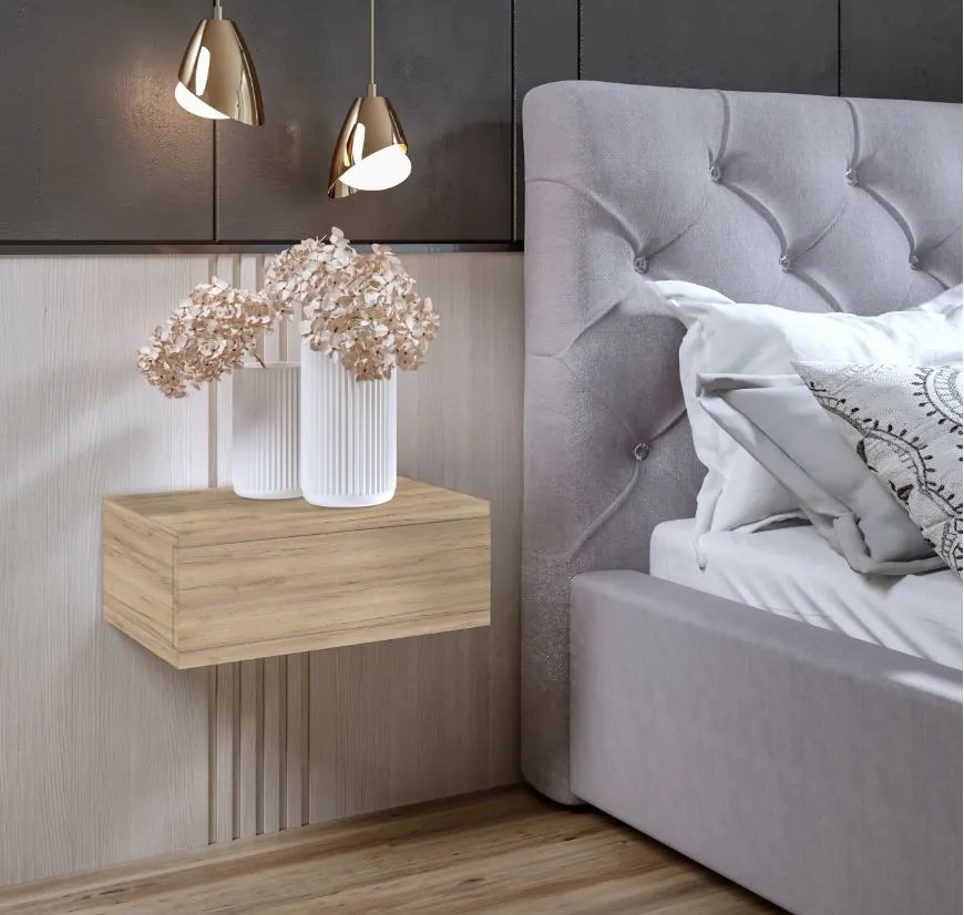 Nočný stolík LOFT - dub craft zlatý