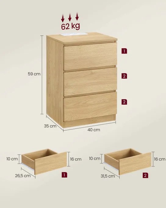 Set dvoch nočných stolíkov LET831Y70 (2ks)