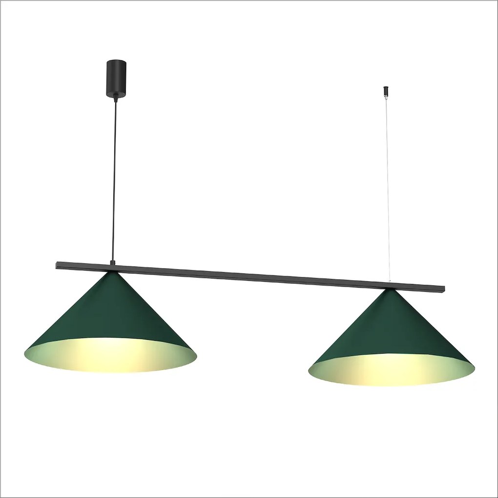 Závesné svietidlo Capital, 2x zelené kovové tienidlo, (fi 46cm), gr