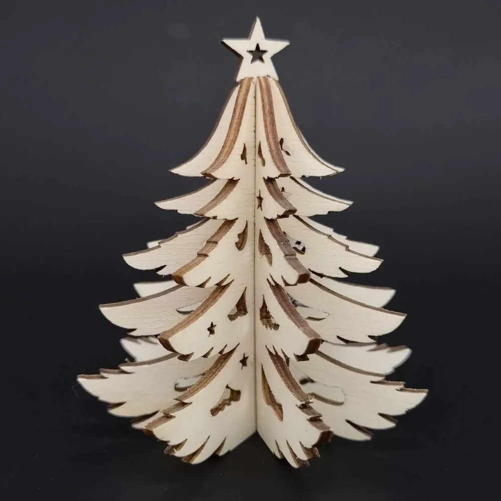 AMADEA Drevený 3D stromček, výška 9 cm