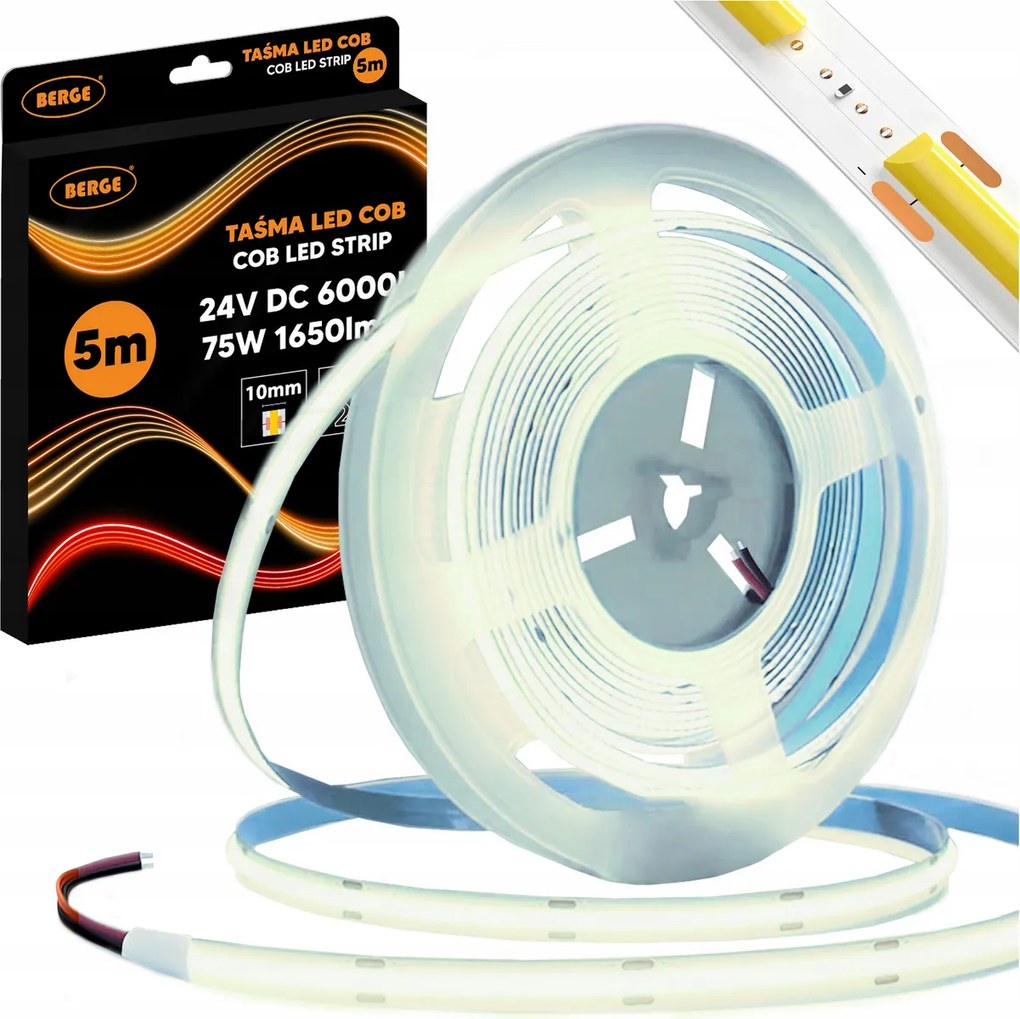 BERGE LED pásik COB Neon 24V - 528D - 15W/m - IP20 - 1650lm - 5m - studená farba