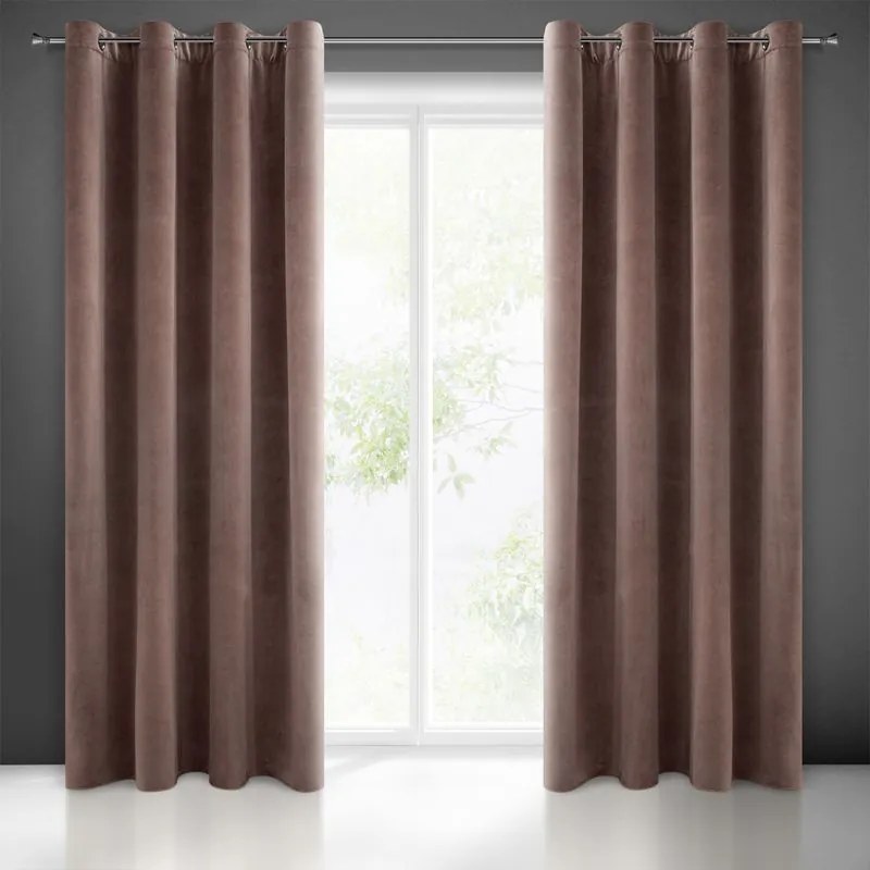 EUROFIRANY zamatový jednofarebný záves 140 cm x 270 cm zlatá 100 % polyester Rozmer varianty: 140 cm x 250 cm, Farba varianty: Svetlo hnedá