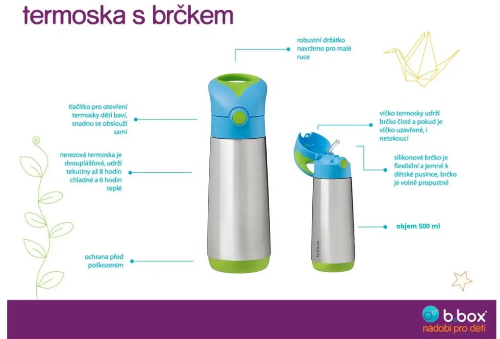 Termoska na pitie so slamkou 500 ml - lilac pop