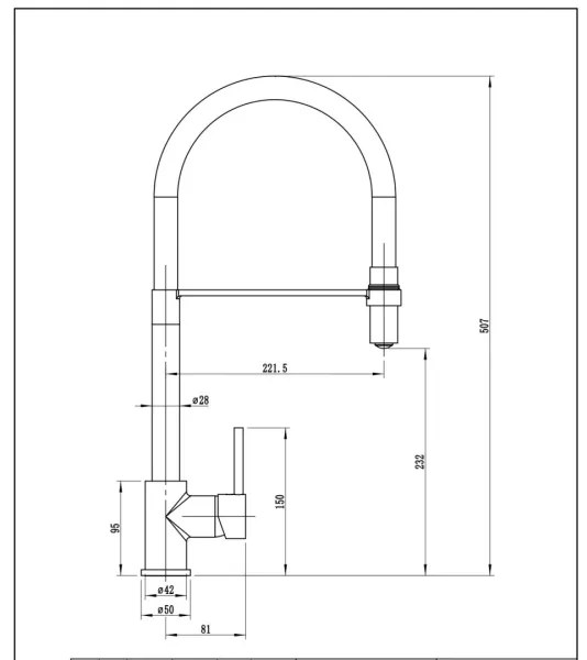 Pyramis 90939801 - Drezová batéria SERINA s flexibilným ramienkom, chróm/čierna