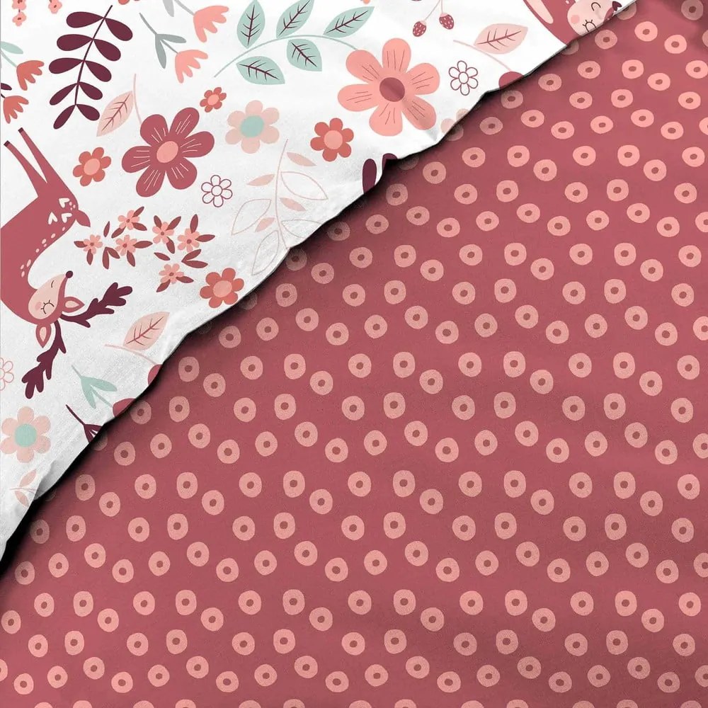 Biele/ružové bavlnené detské obliečky na jednolôžko 140x200 cm Bichette – douceur d'intérieur