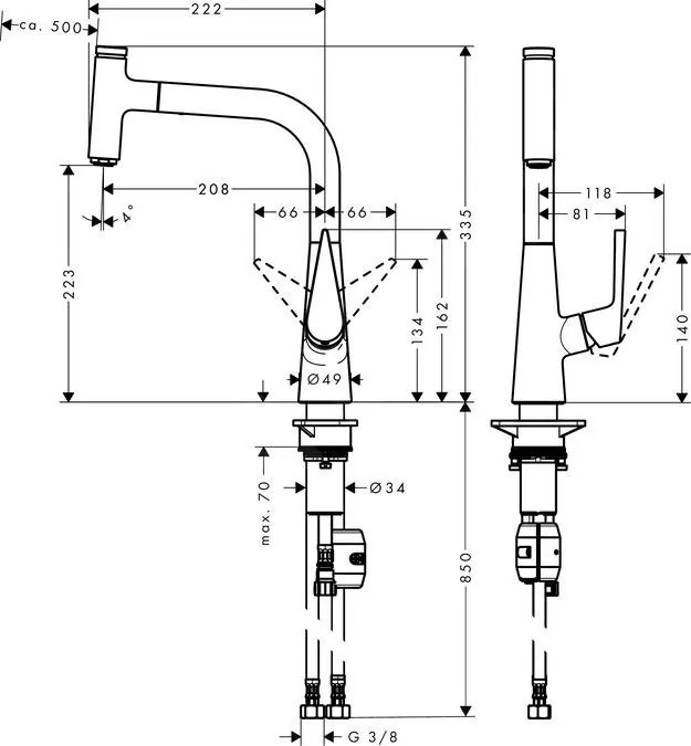 Hansgrohe Talis Select M51, drezová batéria s výsuvnou koncovkou, chrómová, HAN-72822000