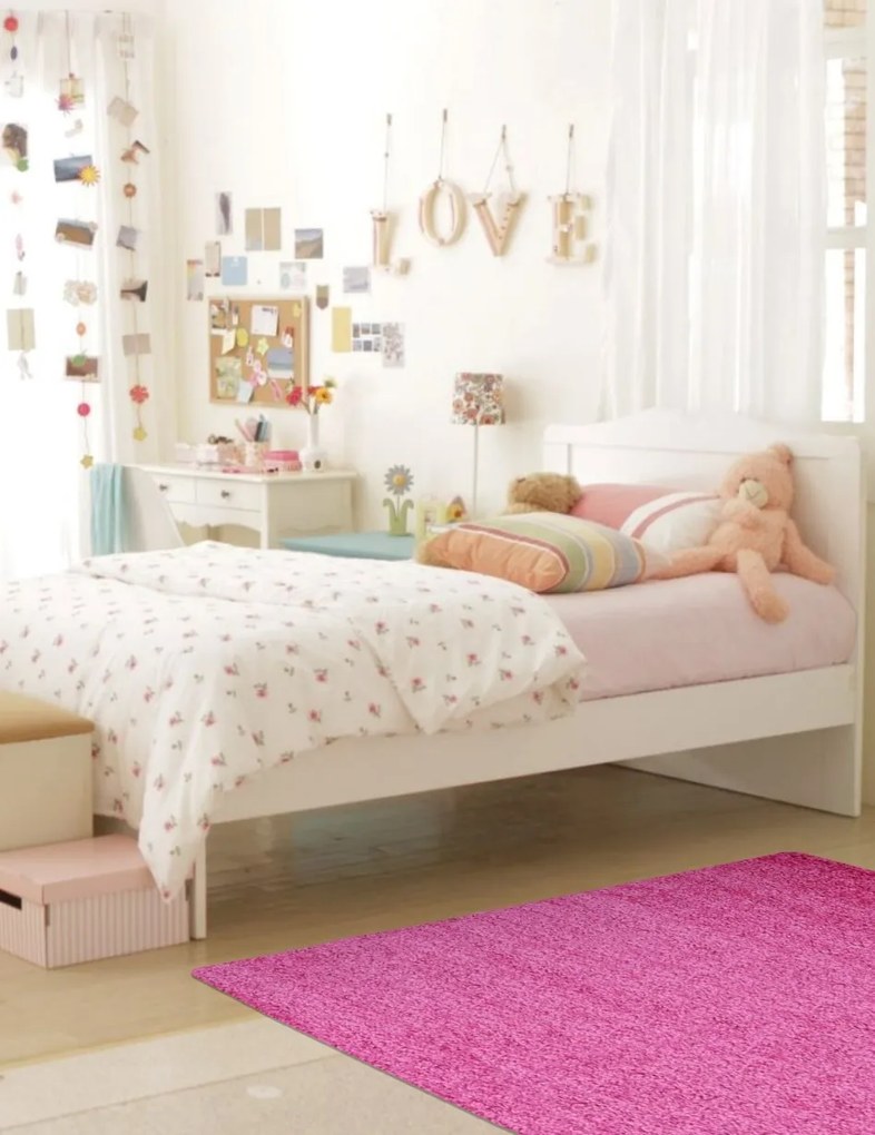 Kusový koberec Efor Shaggy 7182 Pink, 60x115, ružová, detská izba, Mono Carpet