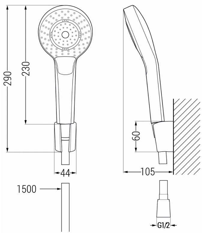 Mexen Kama vaňová sada R05, čierna - 72503R05-70