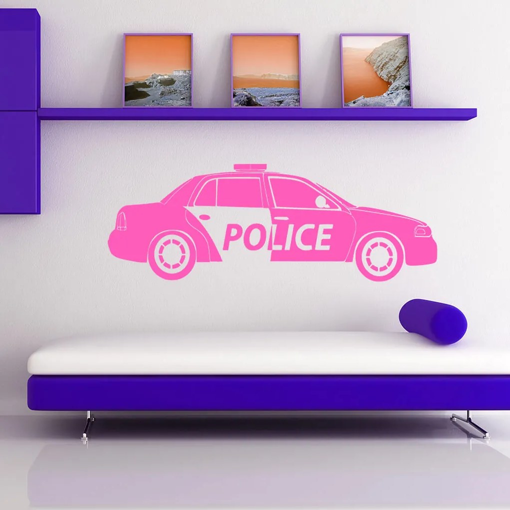 Veselá Stena Samolepka Policajné autíčko Farba: šedá, Veľkosť: 40 x 13 cm