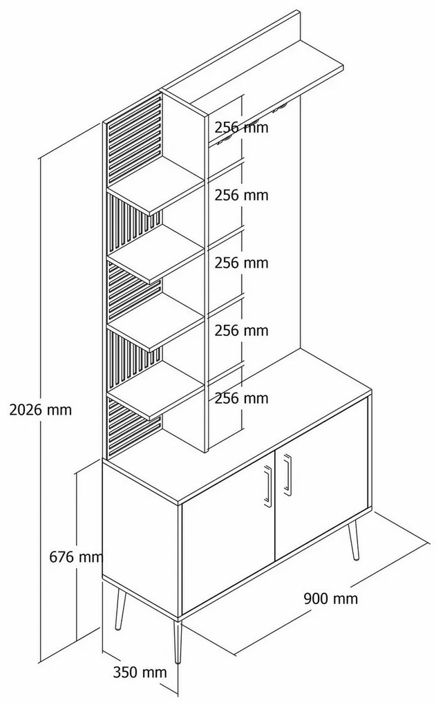 Vešiak s botníkom a policami Viyana Walnut and White