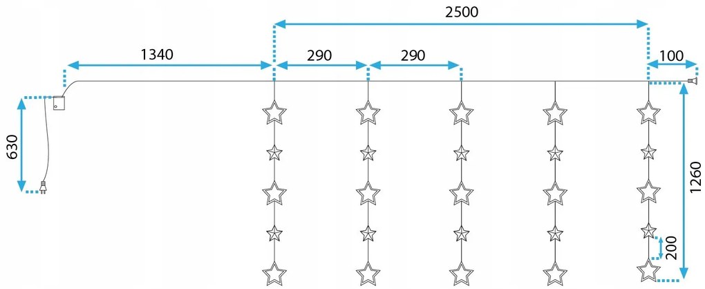 Toolight Tutumi, LED záves 250 cm (CD005) + diaľkové ovládanie, CHR-00331