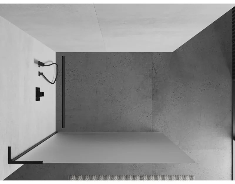 Mexen Kioto L, sprchová zástena Walk-In 80 x 200 cm, 8mm sklo námraza, čierny profil, 800-080-103-70-30