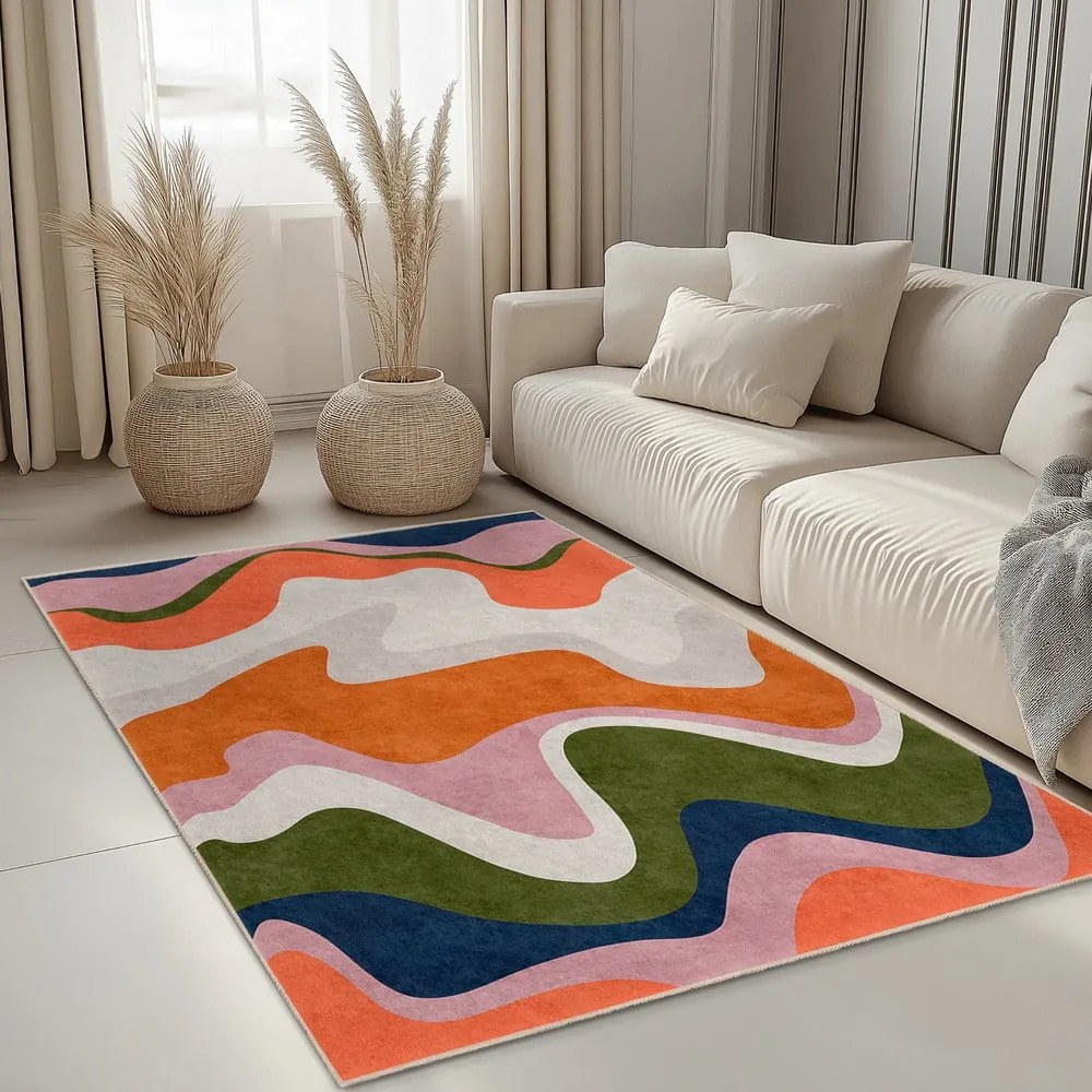 Oranžový prateľný koberec 80x150 cm Squiggly Orange – Mila Home