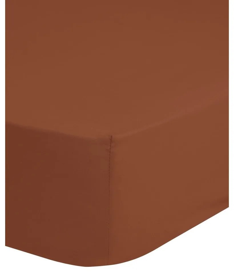 Tmavooranžová bavlnená elastická plachta Good Morning, 140 x 200 cm