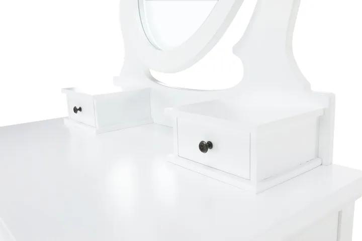 Toaletný stolík s taburetkou Linet New - biela / strieborná / zlatá