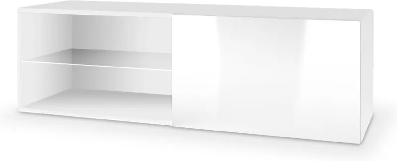 HALMAR Livo 120W tv stolík na stenu biela / biely lesk