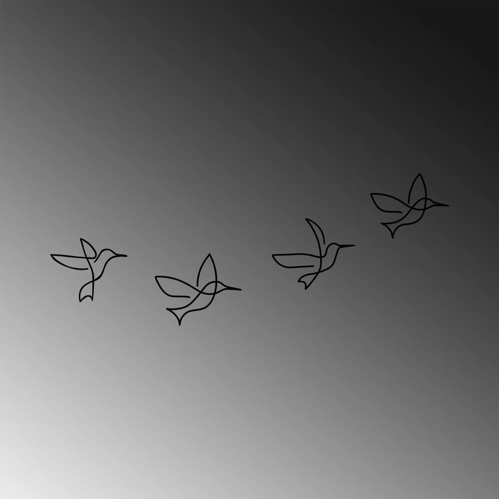 Nástenná kovová dekorácia Vtáky čierna