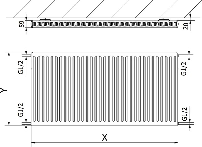 Mexen, panelový radiátor Mexen C11 900 x 2800 mm, bočné pripojenie, 3565 W, biely - W411-090-280-00
