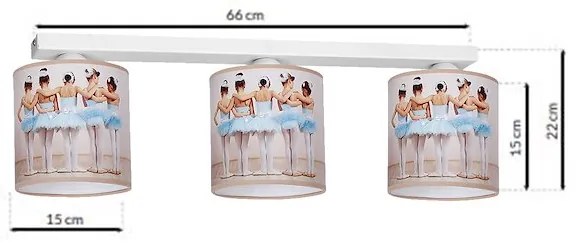 Detské stropné svietidlo Ballerina, 3x plastové tienidlo so vzorom, w