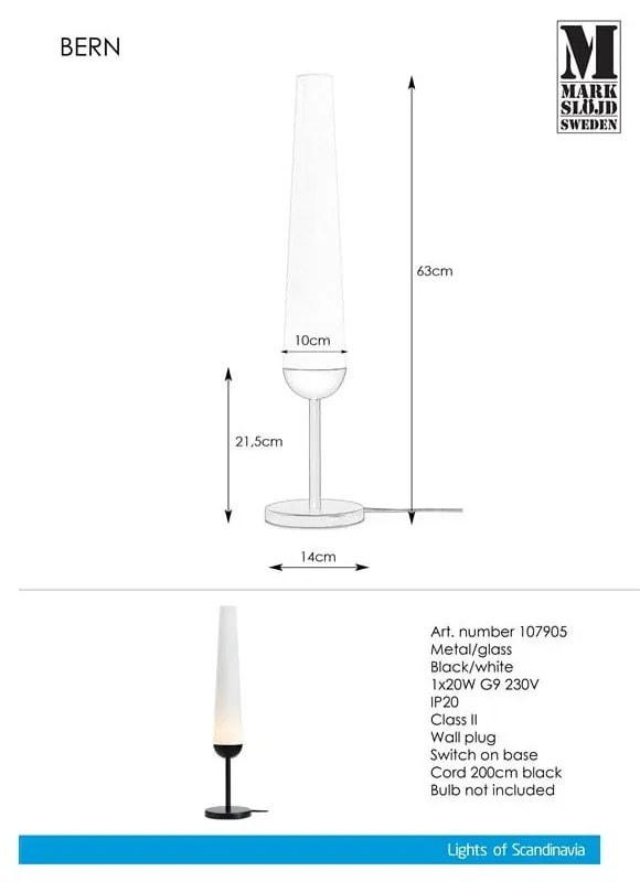 Stolová lampa s podstavcom v čiernej farbe Markslöjd Bern 1L