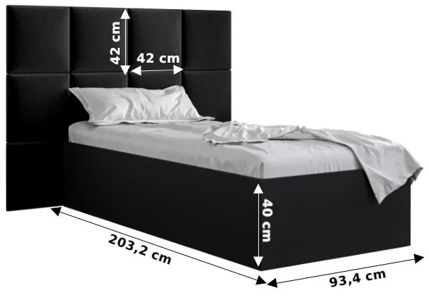 Jednolôžková posteľ s čalúneným čelom 90 cm Brittany 4 (biela matná + čierna) (s roštom). Vlastná spoľahlivá doprava až k Vám domov. 1046032