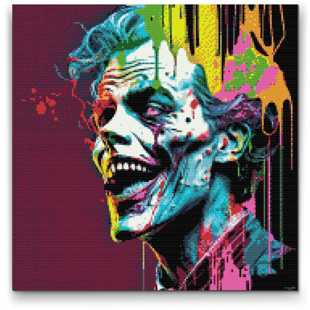 Gario Diamantové maľovanie Šialený klaun Rozmery: 80 x 80 cm, Rámovanie: Iba zrolované plátno, Diamanty: Štvorcové