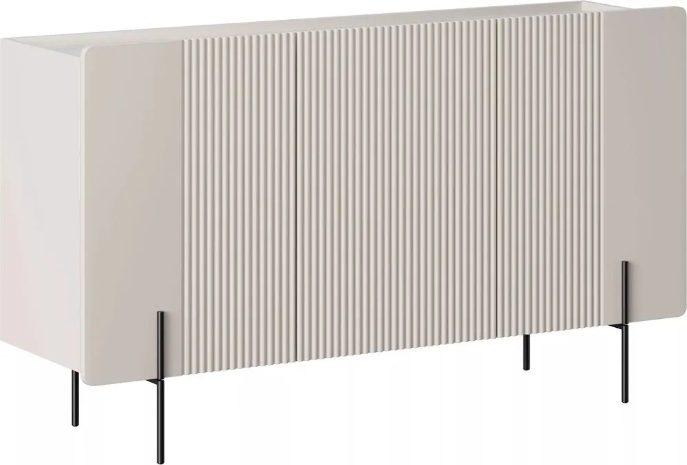 Komoda Malmi 150 cm trojdverová - kašmír / crema bianca / čierne nožičky