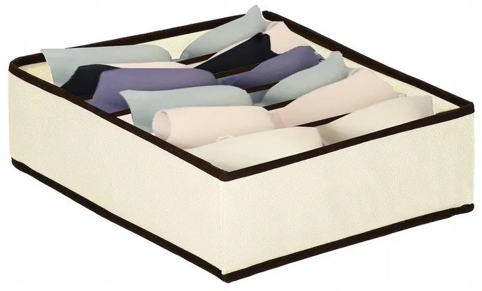VERK GROUP Organizér na spodnú bielizeň, podprsenky, čiapky, KIPIT, 6 priehradiek, béžový 34 x 30 x 10 cm