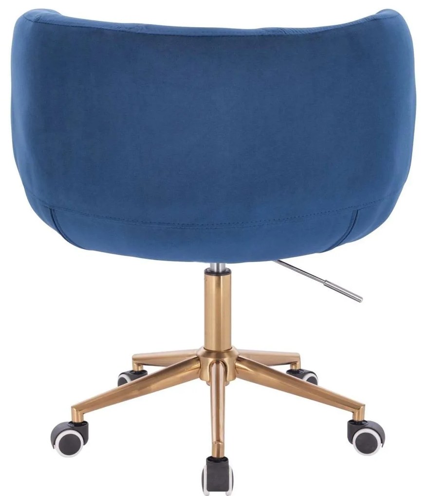 LuxuryForm DESIGN Kreslo MONTANA VELUR na zlaté podstave s kolieskami - modré