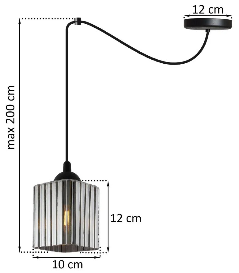 Závesné svietidlo Riffle Square Spider, 1x grafitové sklenené tienidlo, b