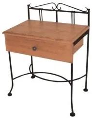 IRON-ART Nočný stolík SARDEGNA - so zásuvkou, kov + drevo
