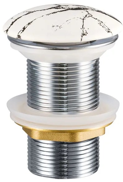 Súprava keramického umývadla na dosku a výpuste LENA biela mramorová