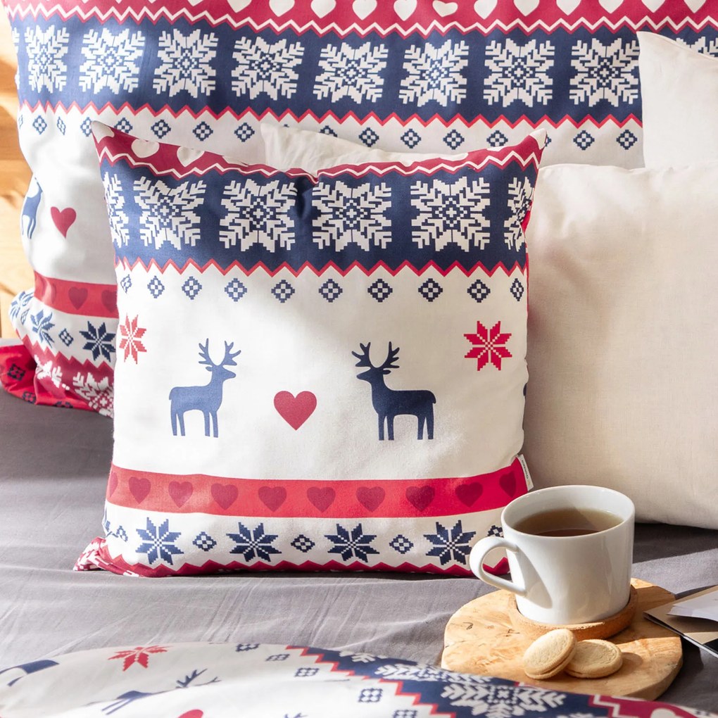 Goldea vianočná bavlnená obliečka na vankúš - nórsky vzor 45 x 45 cm
