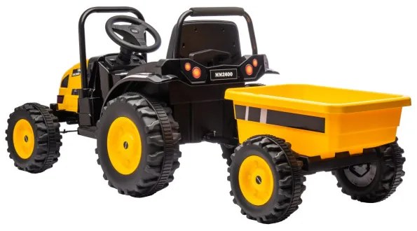 Elektrický traktor s prívesom Farmer žltý