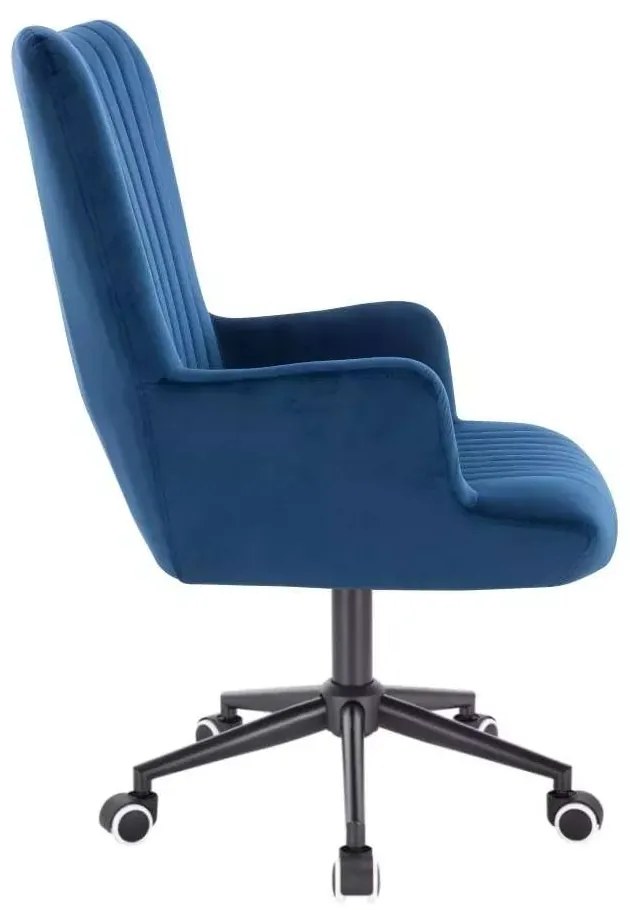 LuxuryForm DESIGN Kreslo AMADEO VELUR na čiernej podstave s kolieskami - modré