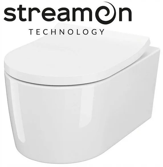 Cersanit Inverto závesná wc misa StreamOn 52 x 35,5 cm + pomaly-padajúce sedátko, Biela, S701-432