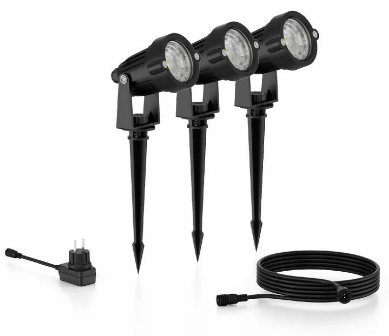 Philips Caper GardenLink vonkajšie nízkonapätové zemné svietidlo 3x LED 1,5 W 2700K 24 V, čierna