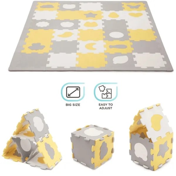 KINDERKRAFT select - Penové puzzle LUNO 30ks šedá/žltá