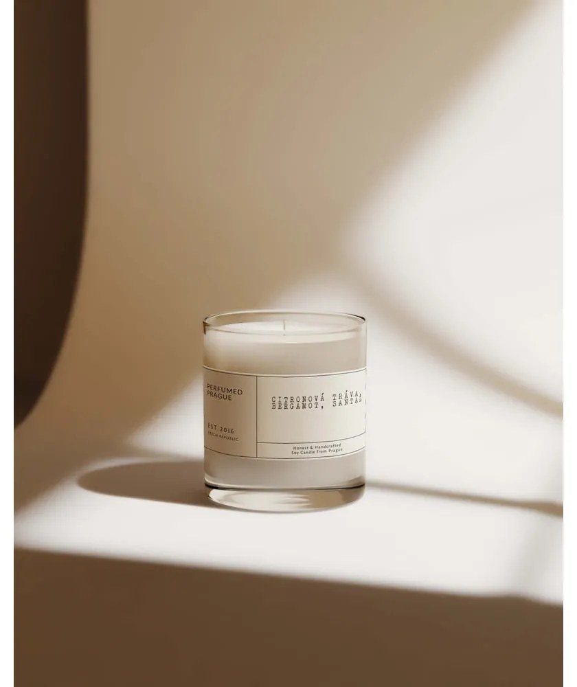 Vonná sójová sviečka doba horenia 40 h #69 Lemongrass, Bergamot, Sandalwood – Perfumed Prague