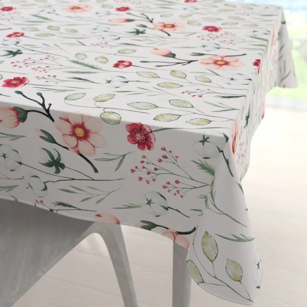 Biante Bavlnený štvorcový obrus Sandra SA-747 Lúčne kvety na bielom 150x150 cm