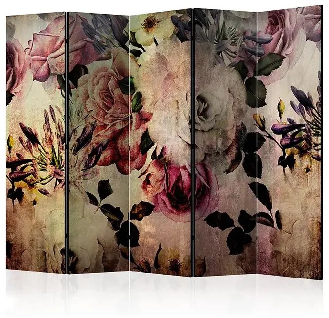 Paraván - Nostalgia Flowers II [Room Dividers] Veľkosť: 225x172, Verzia: Akustický