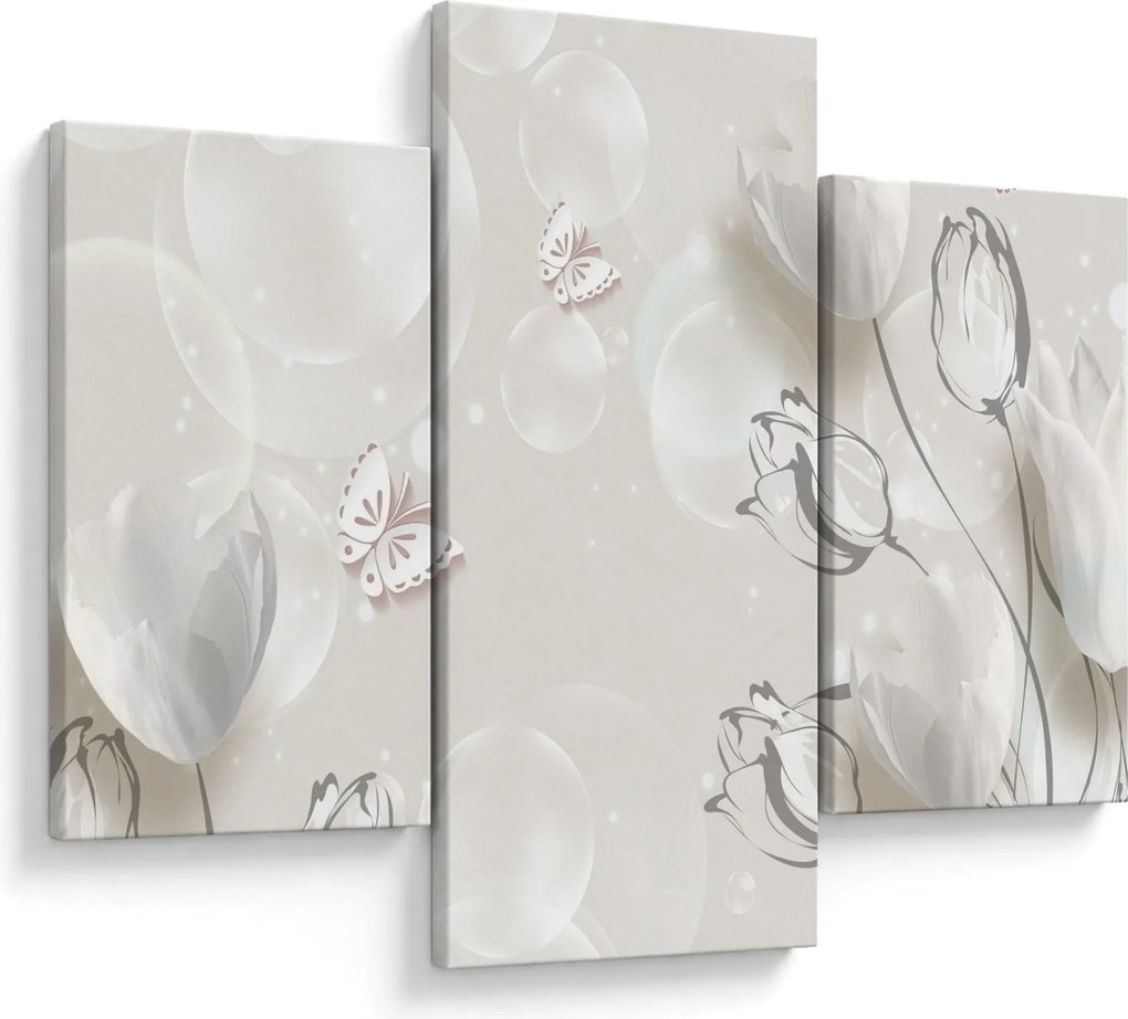 Obraz - Tulipány medzi bublinami (90x60 cm)