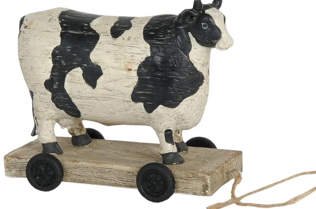 Dekorácie kravička strakatá na kolieskach - 14 * 7 * 12 cm