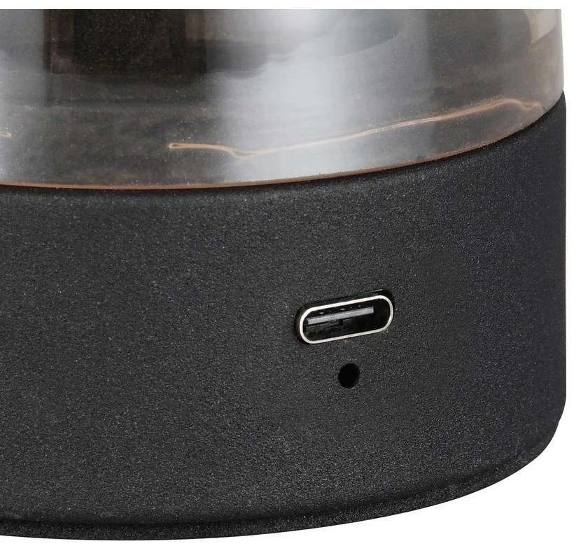 Jantárová LED stolová lampa so skleneným tienidlom (výška 18 cm) Dooley – Reality