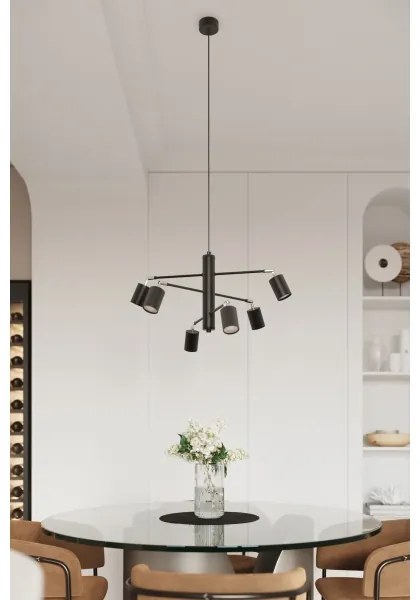 Sollux SL.1207 - Luster na lanku LEMMI 6xGU10/10W/230V čierna