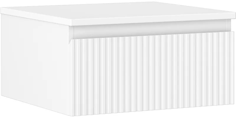 Mexen Rivel, kúpeľňová skrinka 50 cm s hornou časťou, 1 zásuvka, drážkovaná, biela matná, 91A20-05023-1-BFC01